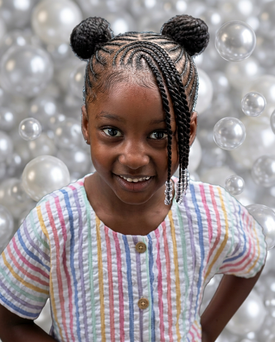 Young girl with neat protective braids
