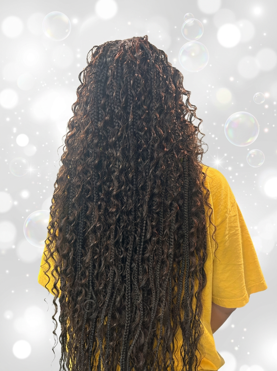 Medium bohemian knotless braids by Rozii Hair Braiding